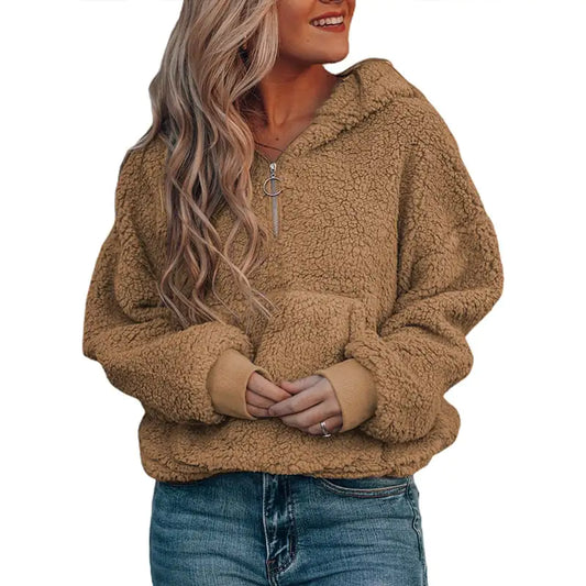 Women's Solid Color Zipper Jacket for Autumn/Winter