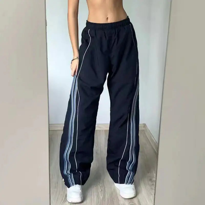 Offset Side Flanges Casual Sweatpants