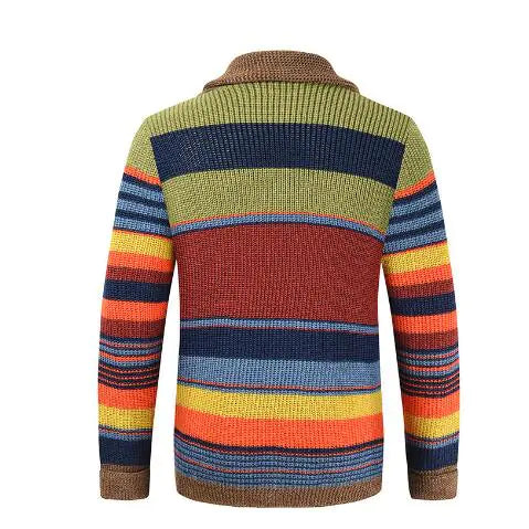 Vintage Men’s Hooded Cardigan Sweater in Ethnic Style