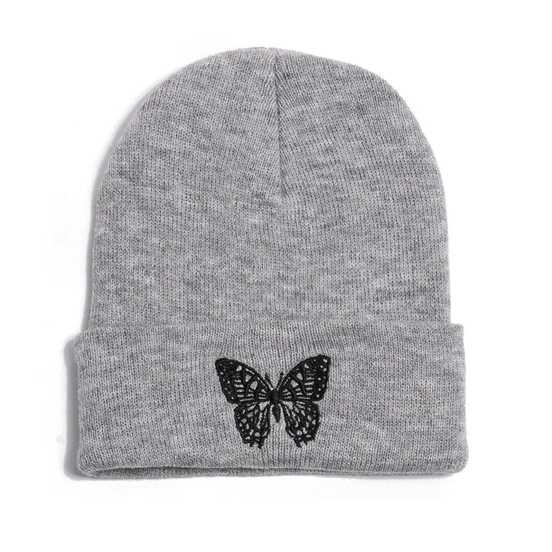 Winter Knit Beanie with Butterfly Embroidery for All