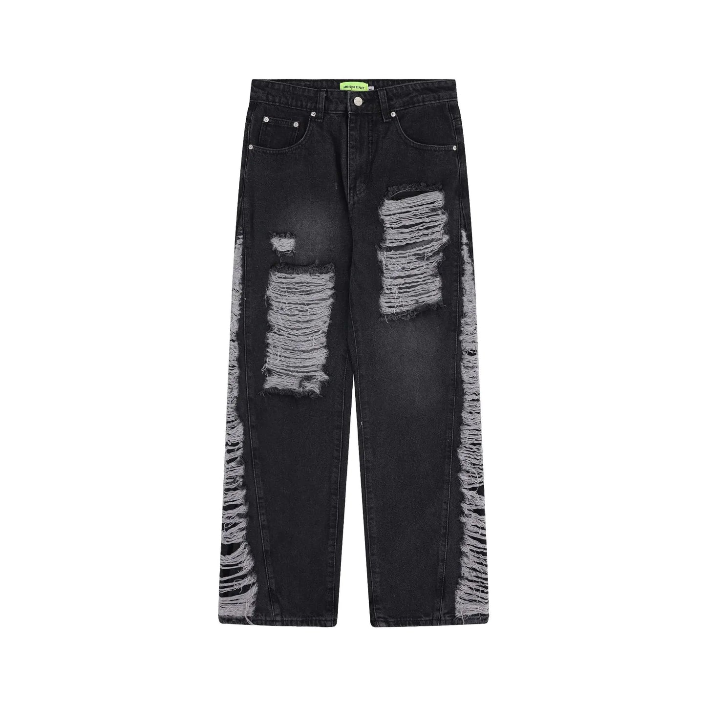 High Quality Loose Hole Washed Denim Trousers