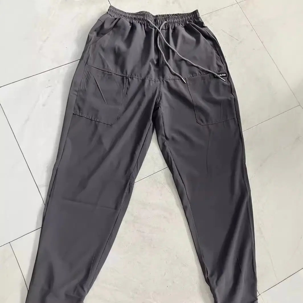 Ice Silk Men’s Casual Pants with Pockets