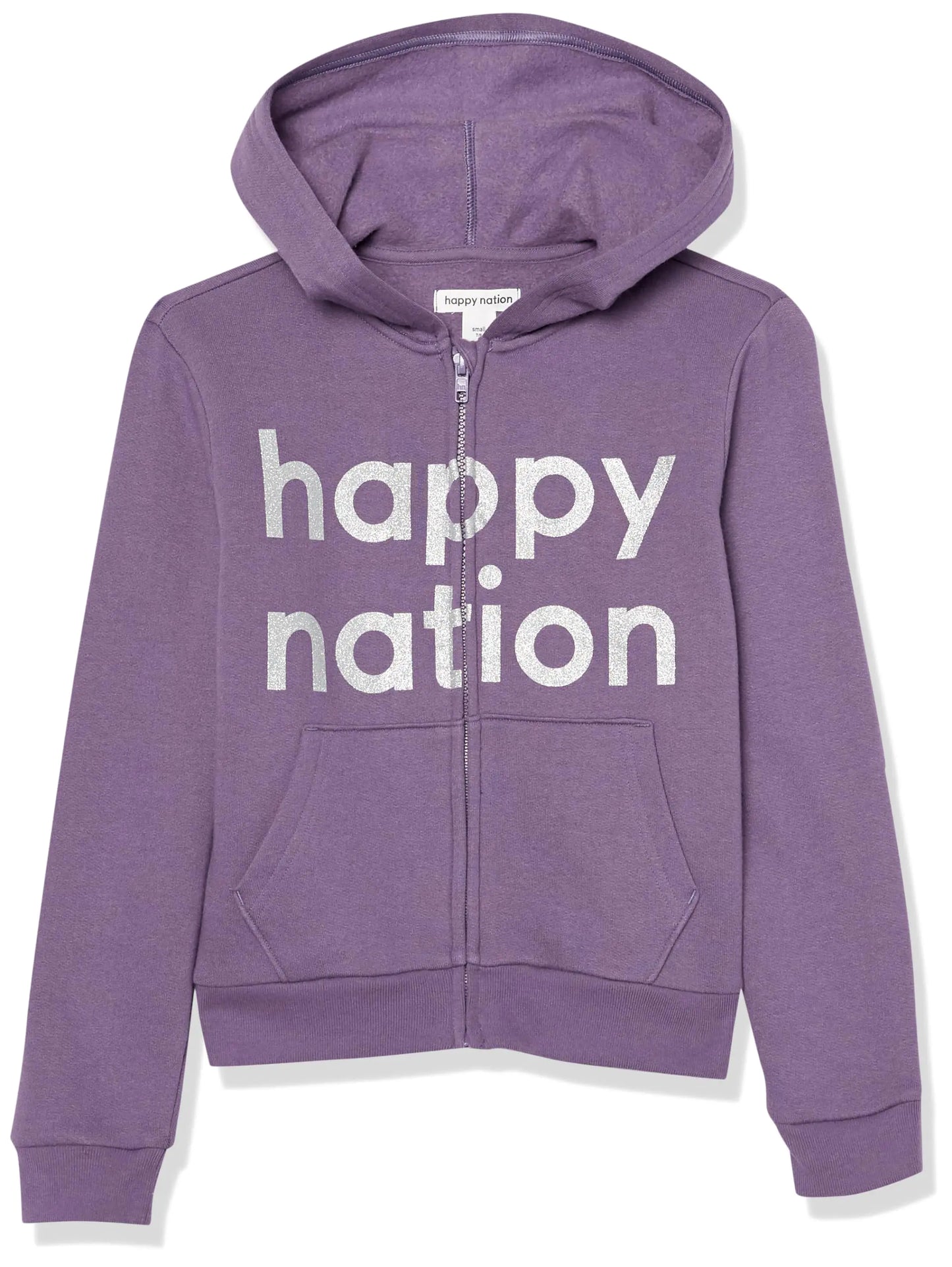 Happy Nation Fleece Full Zip Hoodie Sweatshirt Purple Haze XL