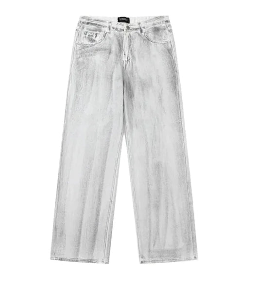 Vintage Washed Distressed Draped Jeans