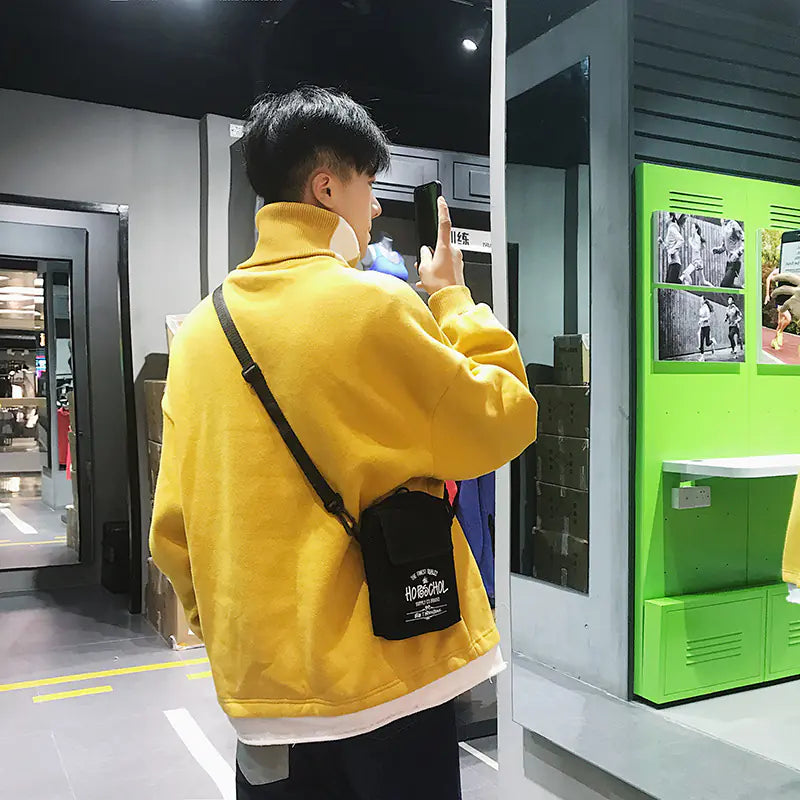 Fleece Lined High Collar Hoodie for Men