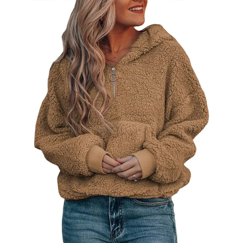 Women's Solid Color Zipper Jacket for Autumn/Winter