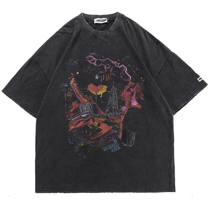 Y2K Vintage Street Style Loose Graphic T-Shirt