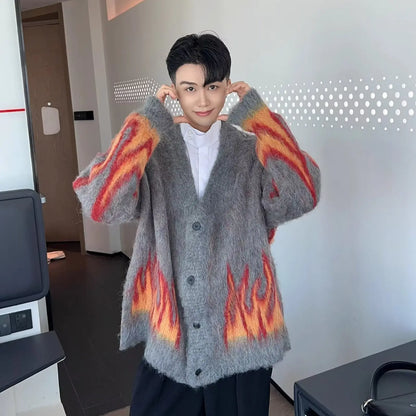 Mohair Knitted Cardigan Sweater for Unisex