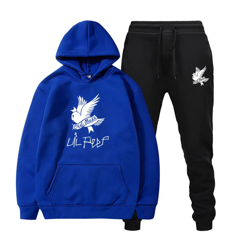 Crying Swallow Printed Hoodie and Sweatpants Set