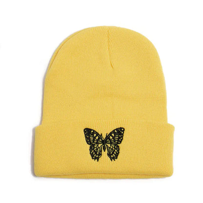 Winter Knit Beanie with Butterfly Embroidery for All