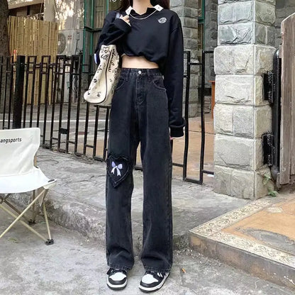 American Colored Embroidered Light Blue Jeans