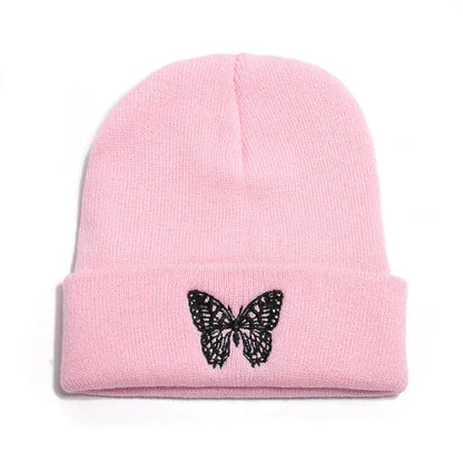 Winter Knit Beanie with Butterfly Embroidery for All