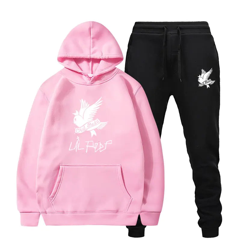 Crying Swallow Printed Hoodie and Sweatpants Set