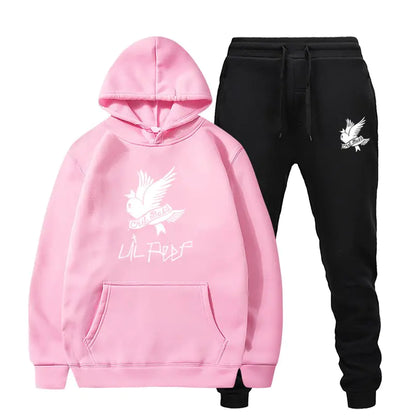 Crying Swallow Printed Hoodie and Sweatpants Set