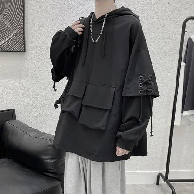 Men's Hooded Cargo Pocket Hoodies - Harajuku Streetwear