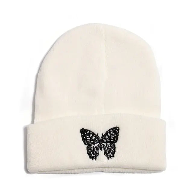 Winter Knit Beanie with Butterfly Embroidery for All