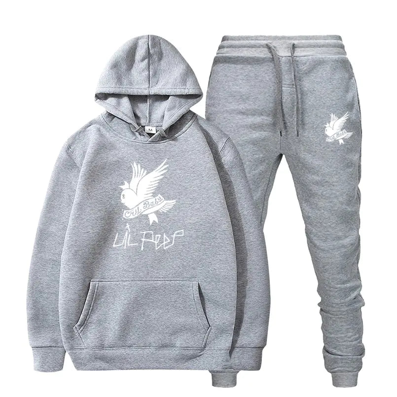 Crying Swallow Printed Hoodie and Sweatpants Set