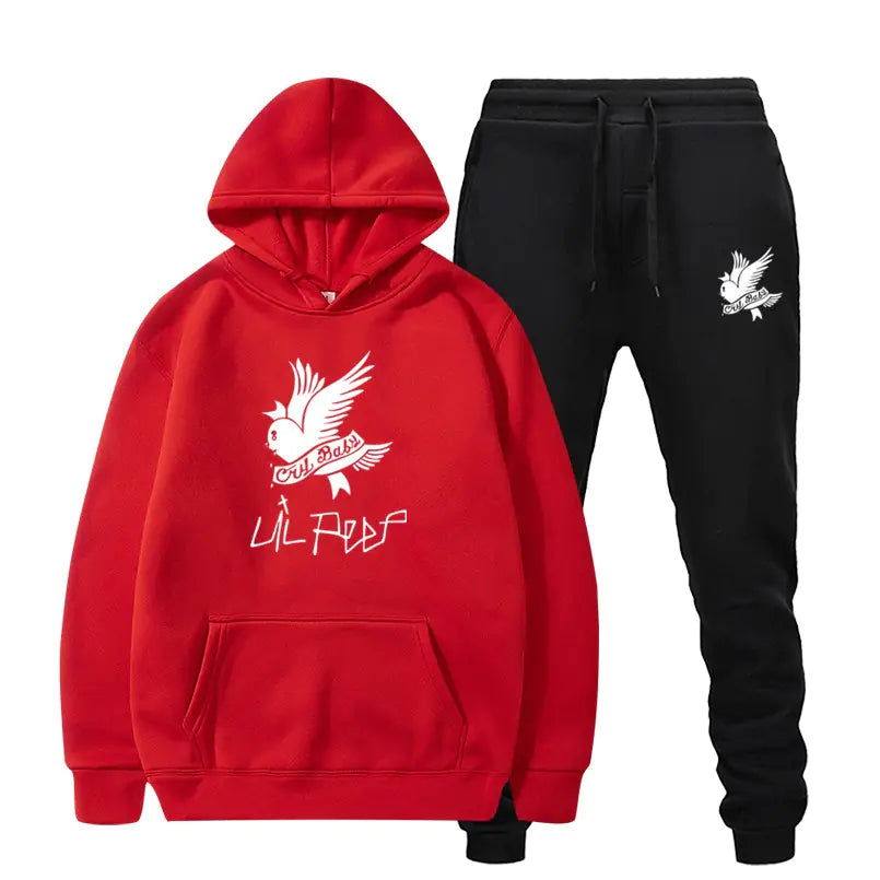 Crying Swallow Printed Hoodie and Sweatpants Set