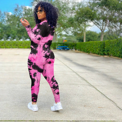 Watercolor Tie-Dye Zip Hoodie and Yoga Pants Set