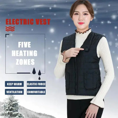 New Retro Outdoor Heated Dual Control Vest, Adjustable Temperature, 16 Heating Zones USB Interface, Outdoor Winter Warmth