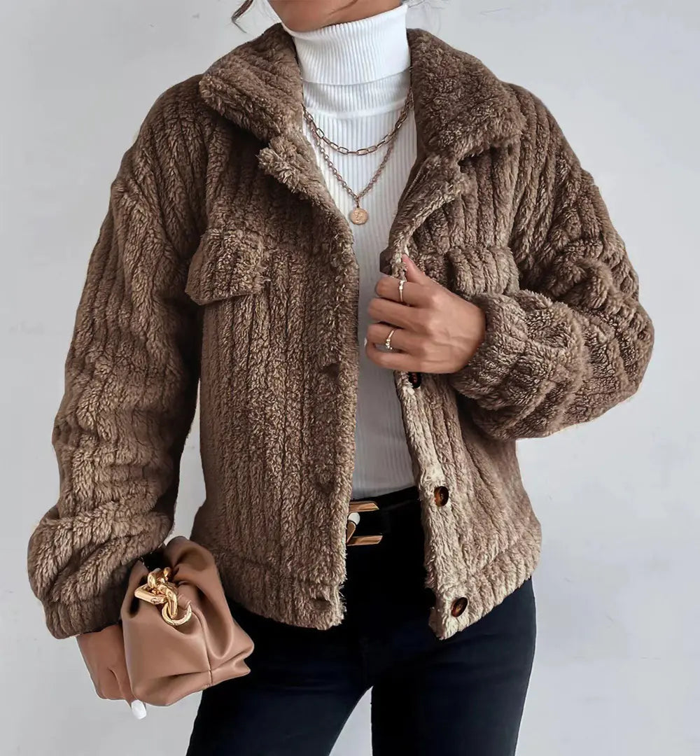 2023 Fall Winter Women's Plush Jacket with Collar