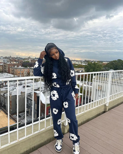 Fall Winter Floral Sweatshirt Set