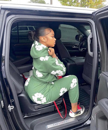 Fall Winter Floral Sweatshirt Set