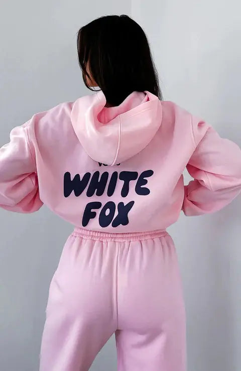 White Fox Hoodie and Sweatpants Set (2 Pieces)