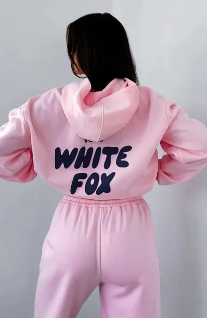 White Fox Hoodie and Sweatpants Set (2 Pieces)