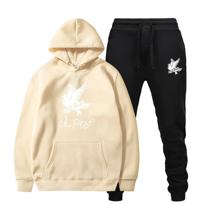 Crying Swallow Printed Hoodie and Sweatpants Set
