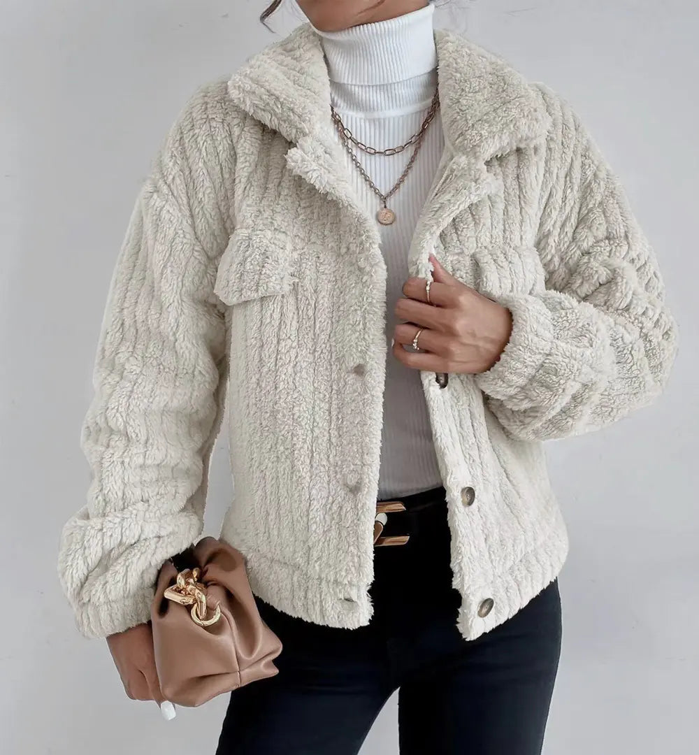 2023 Fall Winter Women's Plush Jacket with Collar