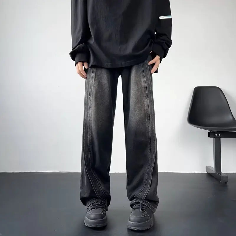 Autumn American High Street Washed Stitching Jeans