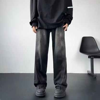 Autumn American High Street Washed Stitching Jeans