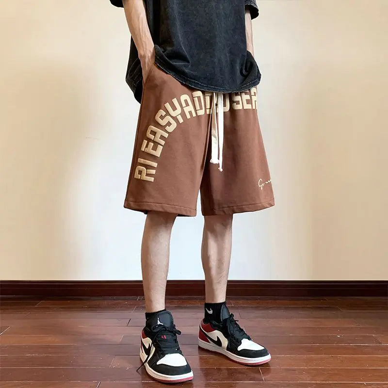 Men's Casual Foam Letter Sweatpants Shorts