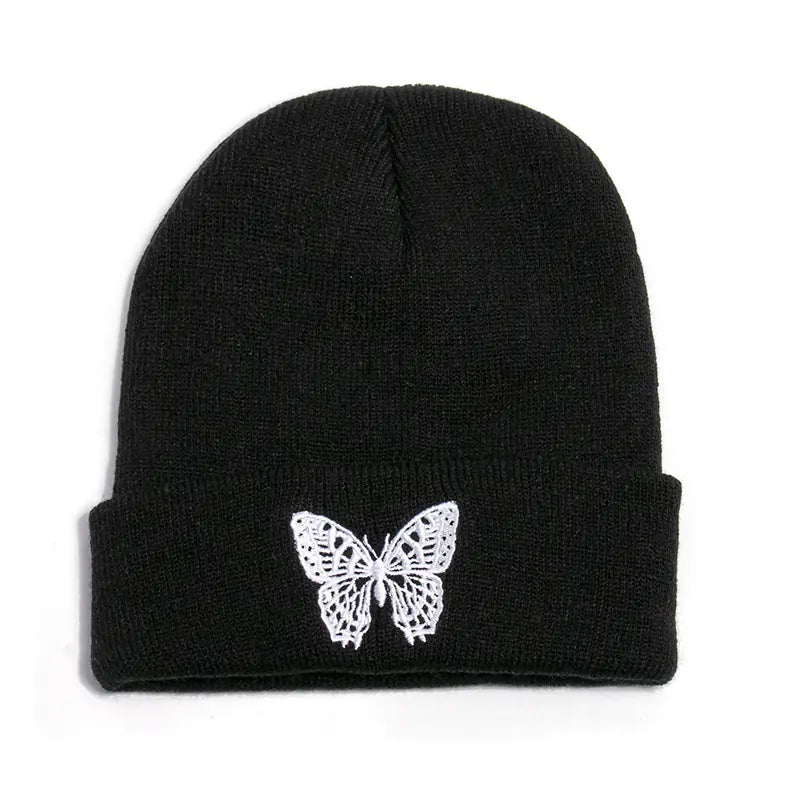 Winter Knit Beanie with Butterfly Embroidery for All