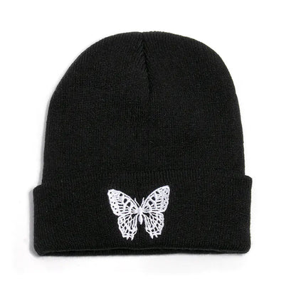 Winter Knit Beanie with Butterfly Embroidery for All