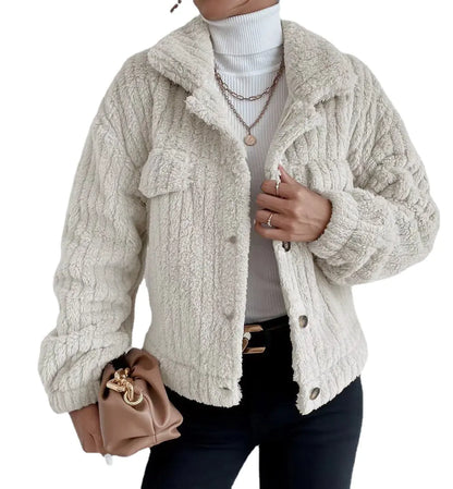 2023 Fall Winter Women's Plush Jacket with Collar