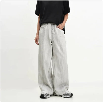 Vintage Washed Distressed Draped Jeans