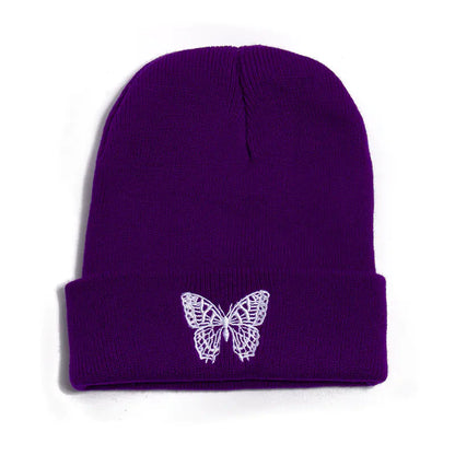 Winter Knit Beanie with Butterfly Embroidery for All