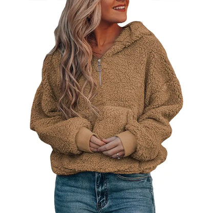 Women's Solid Color Zipper Jacket for Autumn/Winter