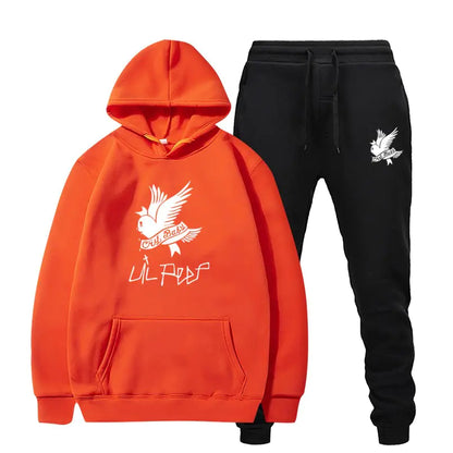 Crying Swallow Printed Hoodie and Sweatpants Set