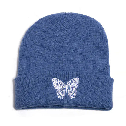 Winter Knit Beanie with Butterfly Embroidery for All