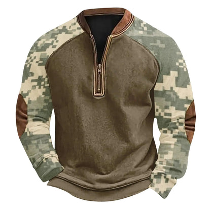 Lolvmvchi Camo Sweatshirt for Men 2024 Quarter Zip Long Sleeve Henley Neck Pullover Shirts Plus Size Hunting Winter Hoodies