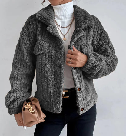 2023 Fall Winter Women's Plush Jacket with Collar