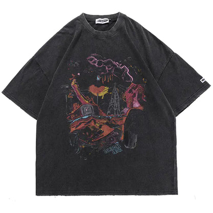 Y2K Vintage Street Style Loose Graphic T-Shirt