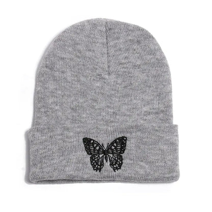 Winter Knit Beanie with Butterfly Embroidery for All