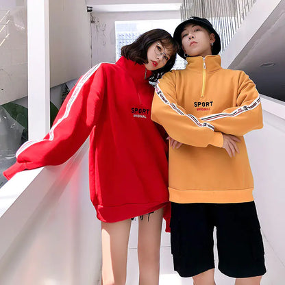 Zip-up Hoodie for Students and Couples, Loose Fit