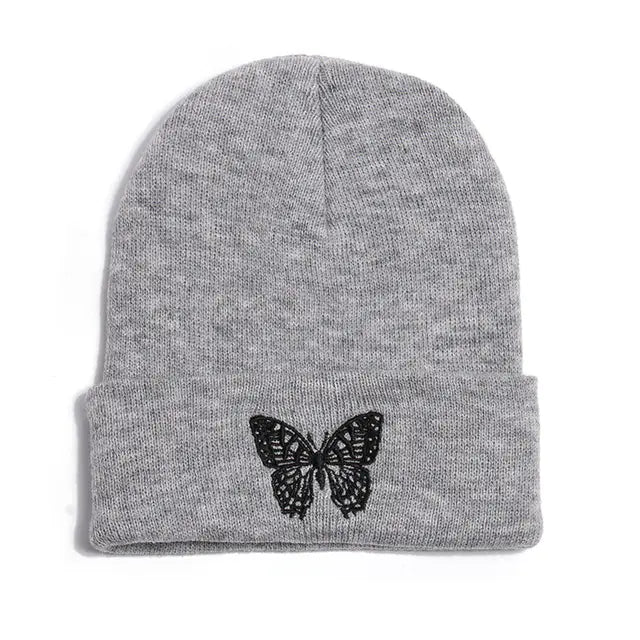 Winter Knit Beanie with Butterfly Embroidery for All