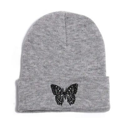 Winter Knit Beanie with Butterfly Embroidery for All