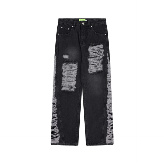 High Quality Loose Hole Washed Denim Trousers